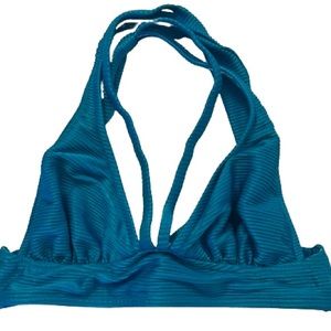 Venus Strappy Blue Ribbed Bikini Top Size S EUC